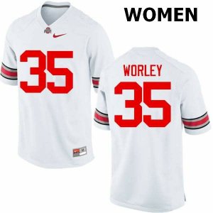 NCAA Ohio State Buckeyes Women's #35 Chris Worley White Nike Football College Jersey NXU3145LG